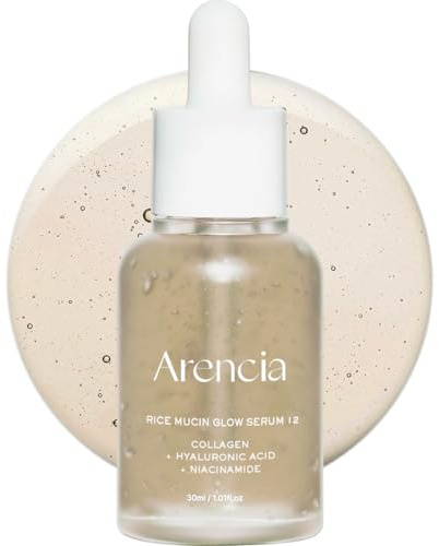 ARENCIA Rice Mucin Glow Serum, Strahlender Glanz mit Kollagen, Hyaluronsäure und Niacinamid, 30 ml