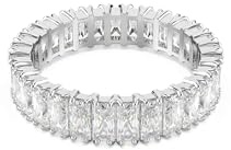 Swarovski Matrix Kollektion Ring, Baguette-Schliff, Weiß, Silberfarbenes Finish
