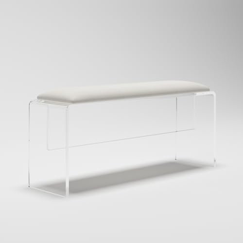 Farmhouse Gepolsterte Sitzbank aus Acryl für Wohnzimmer, Eingangsbereich, Schlafzimmer, stabile Schuhbank mit Kissen, Küche, Eckbank in Weiß, 80 cm