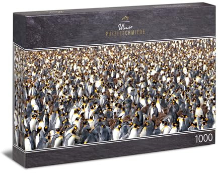 Ulmer Puzzleschmiede - Impossible-Puzzle Pol-Party - Originelles 1000 Teile Pinguin-Puzzle im Panorama-Format - Die Pinguin-Kolonie als Impossible-Puzzle für Puzzle-Profis