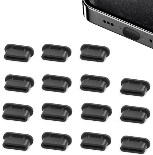 STOUUMOW Type C Dust Plugs - 15 Pcs Silicone USB C Dust Covers, Type-C Charger Protector Stoppers for iPhone 15 16 Plus Pro Max, Samsung Galaxy, Xiaomi and all Types of Phones