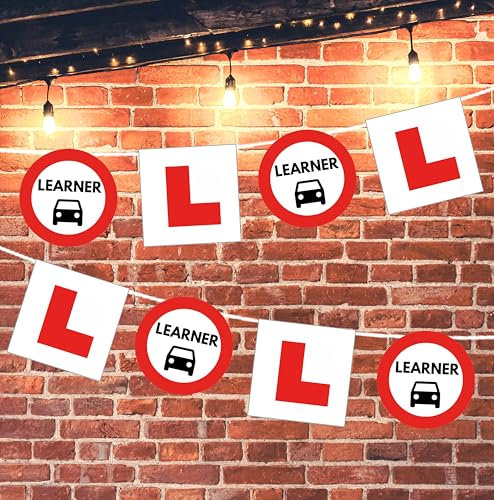 AK Giftshop Learner Driver L Plates Bunting Party Decorations Birthday, Celebrations, Events -12pcs / 2.5m Ribbon