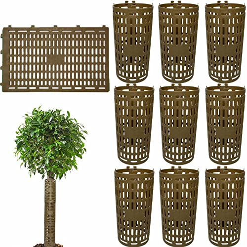 Baumschutz Wildverbiss und Mähen 10 Stück (25 x 37cm) Erweiterbarer Baumstamm Schutz Baumschutzhülle Baumschutz Stammschutz-Manschette vor Nagetieren, Verbissschutz mit Lüftungslöchern, Braun
