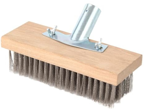 Tête de Balai Métallique, Balai Brosse Metallique sans Manche, Brosse en Acier Inoxydable pour Enlever Les Mauvaises Herbes, Mousse et Taches Tenaces, Balai à Récurer pour Patio Terrasse Jardin