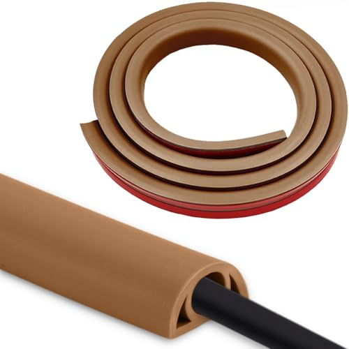 Kabelkanal Braun Selbstklebend Kabelschutz, 2 Meter x 20mm x 10,2mm | Flexibel, PVC Kabelabdeckung Boden, für zu Hause, Büro, Schule, Lagerraum