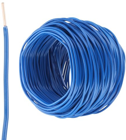 sourcing map 150 Feet Electrical Wire Insulated Solid Copper 14AWG Hook Up Wire Cable THHN Wire Residential, Industrial, Grounding, Electrical Rated for 600 Volts,UL listed, Blue