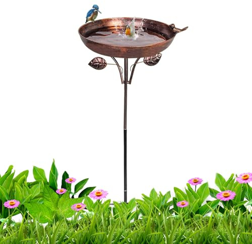 lisutupode Vogeltränke für den Außenbereich, freistehende Vogelfutterstation, dekorative Kunst mit 5 Zinken, Wasserspender für den Außenbereich, Terrasse, Rasen, Hof, Gartendekoration