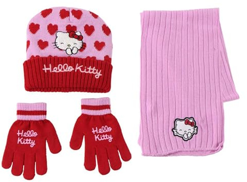 CERDÁ LIFE'S LITTLE MOMENTS Unisex Children's Infantil Gorro, Guantes Y Bufanda Hello Invierno-Conjunto Térmico Niños Y Niñas, Ideal Frío 3-Piece Set Hello Kitty Scarf, One Size (Pack of 3)