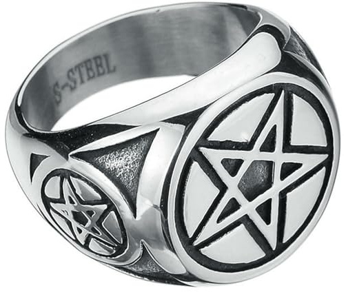 Jpltlvy Pentagramm Herren Edelstahl Zeigefinger Ring Gothic Punk Stil Dunkle Ästhetik Schmuck Trendiges Herren Accessoire Geschenk