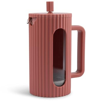 Driply French Press aus Glas – Edelstahlfilter & hitzebeständiges Borosilikatglas – 1000 ml (1L, 1 Liter) – Terracotta-Rot