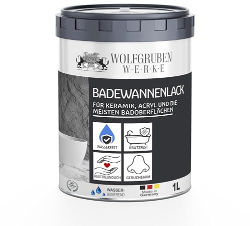 WO-WE 1K Badewannenlack Badewannenbeschichtung für Emaille, Keramik, Acryl Badewanne Weiß 1L