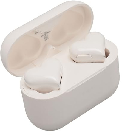 Aumotop Herzförmige Kabellose Ohrhörer, Stilvoller Wasserdichter 5.3-Kopfhörer für Mädchen und Frauen, Outdoor-Übungen (Weiß)
