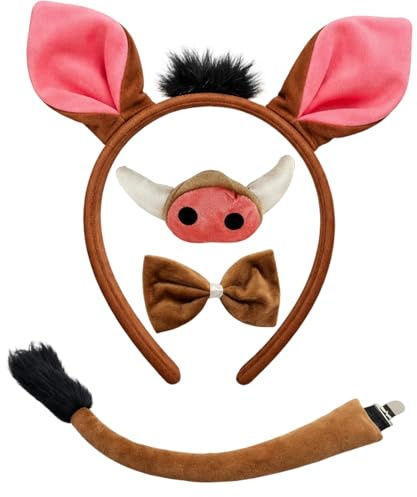 QyizuiPcn Piggy Kostüm, Schwein Kostüm Set Mit 4 Teilen, Tierkostüm Für Kinder, Halloween Party, Cosplay Veranstaltungen, Geburtstagsfeiern