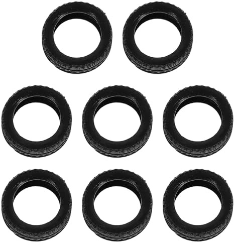 HEALSOPTHY 8 Stück Rc Auto Ersatzteile 1:64 Gummi Radreifen für Spielzeugautos Offroad Reifen Schwarz Verbessert Leistung und Einfache Montage