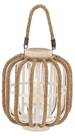 Deco 79 Holzseil-Laterne, Glas, 25,4 x 48,8 cm