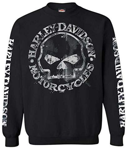 Harley-Davidson Men's Willie G Skull Sweatshirt, Black Crew Pullover 30296649