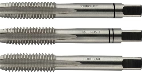 Bohrcraft Hand Gewindebohrer Satz HSSG DIN352UNC amerikanisches Grobgewinde 1/4 Zoll - 3 Stück