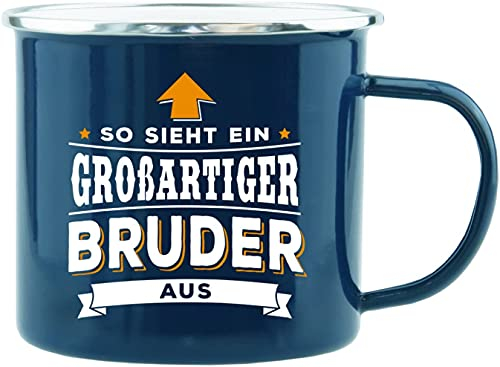 History & Heraldry Echter Kerl - Emaille Becher Bester Bruder - individuelle und personalisierte Tasse mit Name und Spruch