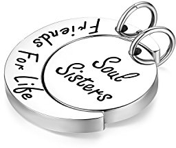 Flongo 2 Stück Damen-Ketten Freundschaftskette Freundschaftsanhänger, Edelstahl Anhänger Halskette Kette Silber Mond Sonne Puzzle SIS Gravur Freundschaft Elegant Damen Frauen