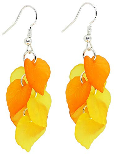 Bluebubble ENGLISH GARDEN Leaf Cluster Earrings on Gift Card (Tropical Citrus Mix - Yellow Orange)