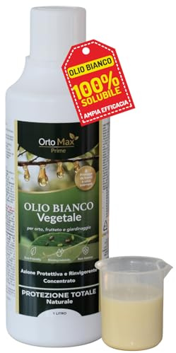 Olio Bianco vegetale, per Cocciniglia, Afidi, Mosca Bianca, Insetti - Olio 100% idrosolubile - facile da applicare in tutte le stagioni.