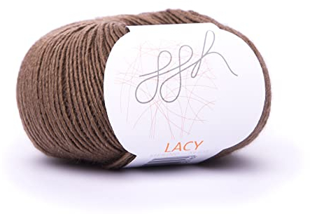 ggh Lacy - Merinowolle mit Seide - 25g Wolle zum Stricken oder Häkeln - Lace-Garn - Farbe 018 - Braun