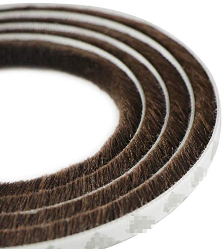 aufodara 5m winddicht Staubdicht Tür Fenster Dichtungsband selbstklebend Bürstenleiste 9 x 23 mm - für Lücken 9-20 mm (5 Meter, Braun)