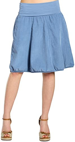 Caspar RO004 Damen Cord Rock Knielang, Farbe:Jeans blau, Größe:L-XL