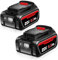 MANUFER 2Pack DCB184 18V/20V MAX XR 5.0Ah Li-ion Replacement Battery for Dewalt 18V Batteries Compatible for Dewalt DCB200 DCB180 DCB181 DCB182 DCB184 DCB201 for Dewalt 18V Batteries