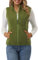 fuinloth Gilet in pile da donna,Termico Senza Maniche Elegante Collare Eretto con Zip e Tasca Verde Militare M
