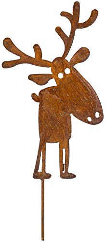 B2S BACK2SEASON Rentier Metall Harry Stecker Edelrost Gartenstecker Weihnachten Made in Europa H=35 cm