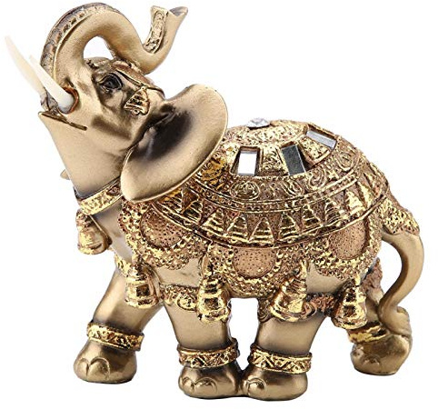 Glückbringende Feng Shui Goldene Elefantenstatue, Reichtum & Glück Geschenk, 3 Typen (Groß) für Bürо und Heimdekoration, Luxus Skulptur & Deko Figur