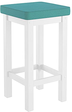 Erst-Holz Holzhocker Barhocker mit verschiedenen Polsterfarben 60 cm hoch Kiefer weiß V-90.71-44WP, Polsterfarbe:türkis