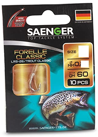 Forellenhaken LRS-26 Gr. 10 - 60cm Vorfachhaken Forelle Carbon Steel von SÄNGER