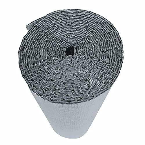 NAKAN Dampfsperre Alu-Luftpolsterfolie Isolierfolie, Wärmedämm-Aluminiumfolien Membran Knallfolie Blasenfolie für Wände Böden Lofts Gewächshäuser Camper(Size:1x30m(3x98ft))