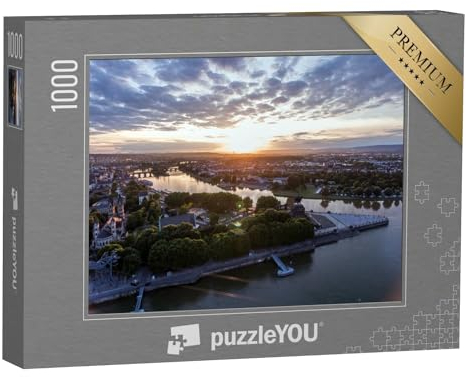 puzzleYOU: Puzzle 1000 Teile „Zusammenfluss von Rhein und Mosel: Deutsches Eck in Koblenz“ – aus der Puzzle-Kollektion Rhein, Koblenz
