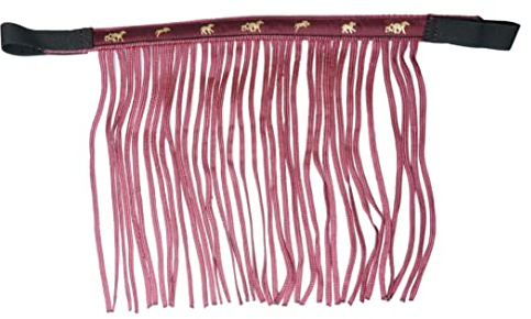 Fliegenfransen für Pferde Fliegenmaske mit Fransen & Klettverschluss, Fliegenhaube für Shetty, Pony, Cob, Warmblut, Kb (Vollblut (Cob), Bordeaux)