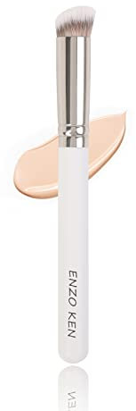 ENZO KEN Petit Pinceau Dissimuler Sous les Yeux, Denses Blanc Pinceau Biseauté de Maquillage de Fond de Teint et Contour Crème pour Cernes, Poches, Yeux Gonflés, Taches, Mélange Liquide. 270M