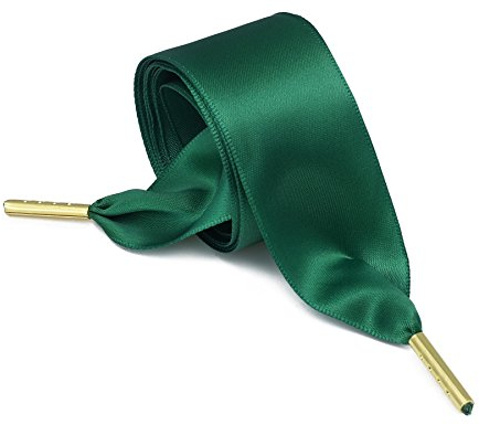 ZOUIQSS Lacets en ruban de satin pour femmes,Large Lacets de Chaussures pour Sports Boots Sneakers Skates Baskets Patin(Vert)