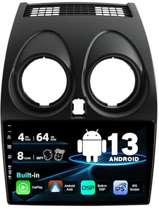 SXAUTO Car Radio Android 12 Fits Nissan Qashqai J10 (2006-2015) - [Built-in Carplay/Android Auto/DSP] - Camera Mic Free - 4G + 64G - 9 Inch 2 DIN - Supports DAB Steering Wheel Control 4G WiFi BT