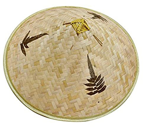 Liummrcy Retro Chino Bambú Rattan Pescador Sombrero de Tejido Hecho a Mano de Cubo Hueco Natural Pescando Sombrero de Sol Gorro