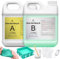 Kit Gomma di Silicone - 2kg /3.8L Silicone Liquido con Alloggiamento Stampo Regolabile per Realizzazione di Stampi in Silicone - 1:1 Rapporto Silicone per Stampi Resina DIY, Creazione Gioielli