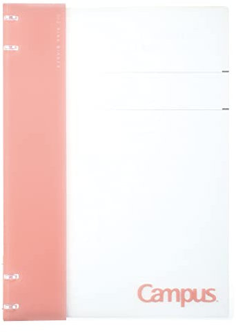 Kokuyo Campus Nachfüllbares Notizbuch, A4, 2 x 2, schmales Ringbuch, Notizbuch mit anpassbarer Titelseite, 40 Blatt Kapazität, Geeignet für 30 Löcher Loseblattpapier, Rosa (RU-NP174P)