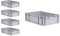PROREGAL SuperSparSet 5x Eurobox NextGen Economy mit Auflagedeckel und 4x Schiebeschnappverschlüsse Gelb, Griffe geschlossen, HxBxT 17x40x60cm, 34L, Eurobehälter, Transportbox, Transportbehälter