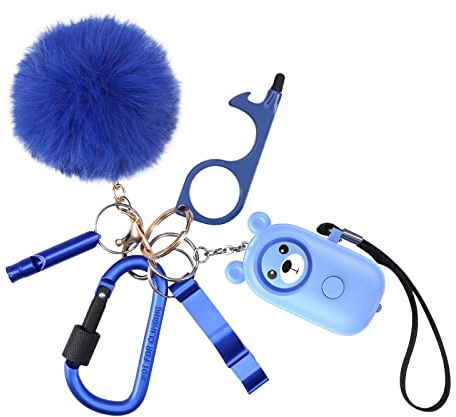 OQIMAX 6PCS Sicherheits Schlüsselanhänger Set, Taschenalarm 130dB, Lauter Schrillalarm mit LED-Licht, Selbstverteidigung Panikalarm Taschenalarm für Frauen (Blau)