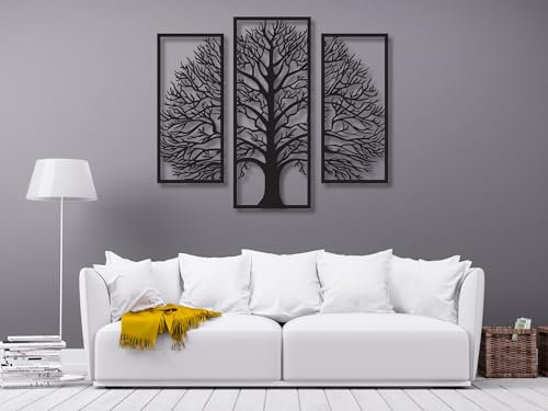 VAILLA ® Baum des Lebens Wanddeko, Wandbild aus Holz, Wand deko in Schwarz Gold, Home Wall Art Dekoration, Wandaufkleber 3D, Moderne Deko, Bilder für Zuhause Büro Schlafzimmer, Wohnzimmer (Baum 7)