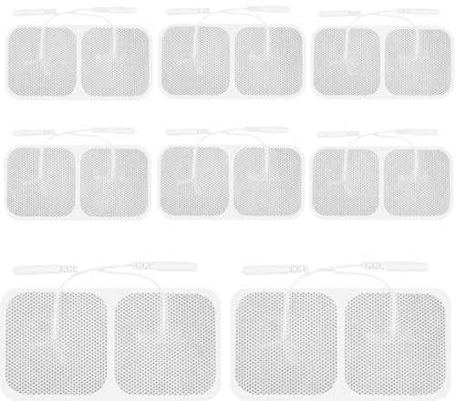 TENS-EMS Elektroden Pads 16 Stück, TENS Gerät Elektroden Pads mit 2mm-Stecker-Anschluss, Klebe-Elektroden, Selbstklebende Wiederverwendbar Tens Elektroden für TENS Maschine (50X50 mm)