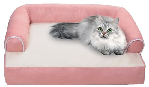 RUYICZB Orthopädisches Hundebett Mittelgroße Hunde Hundesofa, Hundekorb Hundekissen Bezug Abnehmbar Und Waschbar rutschfest Hundebetten, Hundekörbchen Mit Hohem Rand,Rosa,M