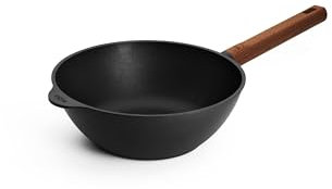 Woll Eco Logic QXR Poêle wok et mélangeur, inductive, diamètre 24 cm, hauteur 10 cm, avec manche en bois solide et durable, convient pour tous les types de feux, sans PFAS, revêtement anti-adhésif,