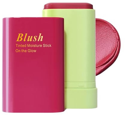 Blush Stick, 3 in 1 Blushers for Cheeks Make Up, Blendable Lightweight Cream Blush, Multi-Stick for Face Eyes & Lip, Natural Finish Blusher Wand, Moisturizing Long-lasting Makeup (Red Rose)